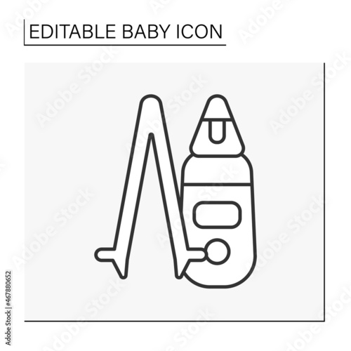  Nasal aspirator line icon. Baby monitor. Monitoring body temperature. Childhood concept. Isolated vector illustration. Editable stroke