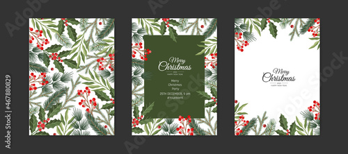 Collection of christmas greeting cards with christmas elements