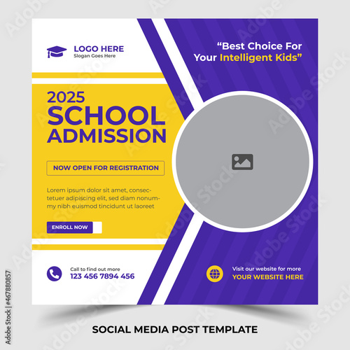 School education admission social media post & back to school web banner template