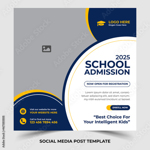 School education admission social media post & back to school web banner template