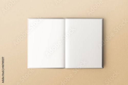 Open book, blank white pages photo
