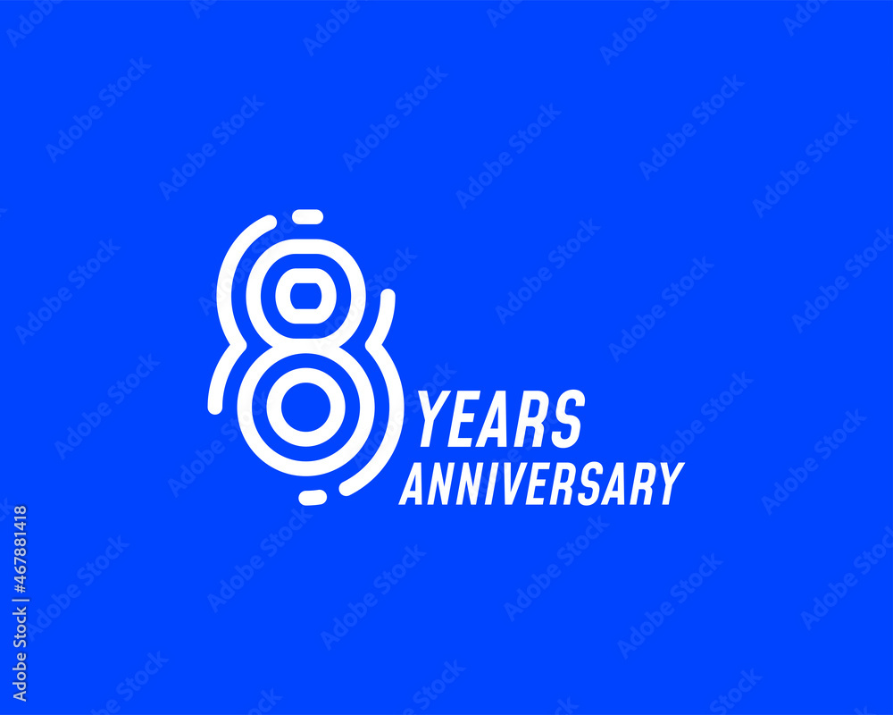 8 years anniversary logo with simple line design for celebration 8 years anniversary logo with simple line design for celebration