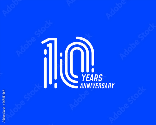 10 years anniversary logo with simple line design for celebration