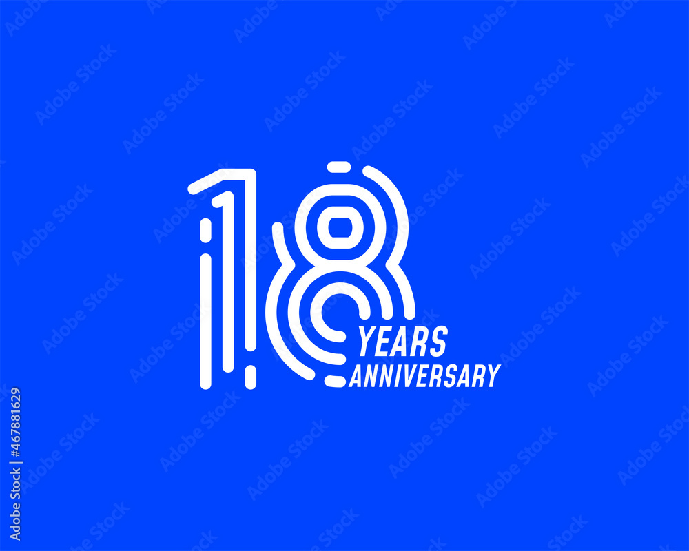 18 years anniversary logo with simple line design for celebration 18 years anniversary logo with simple line design for celebration