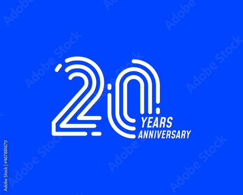 20 years anniversary logo with simple line design for celebration