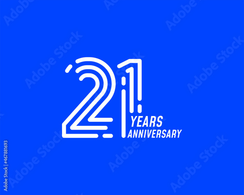 21 years anniversary logo with simple line design for celebration