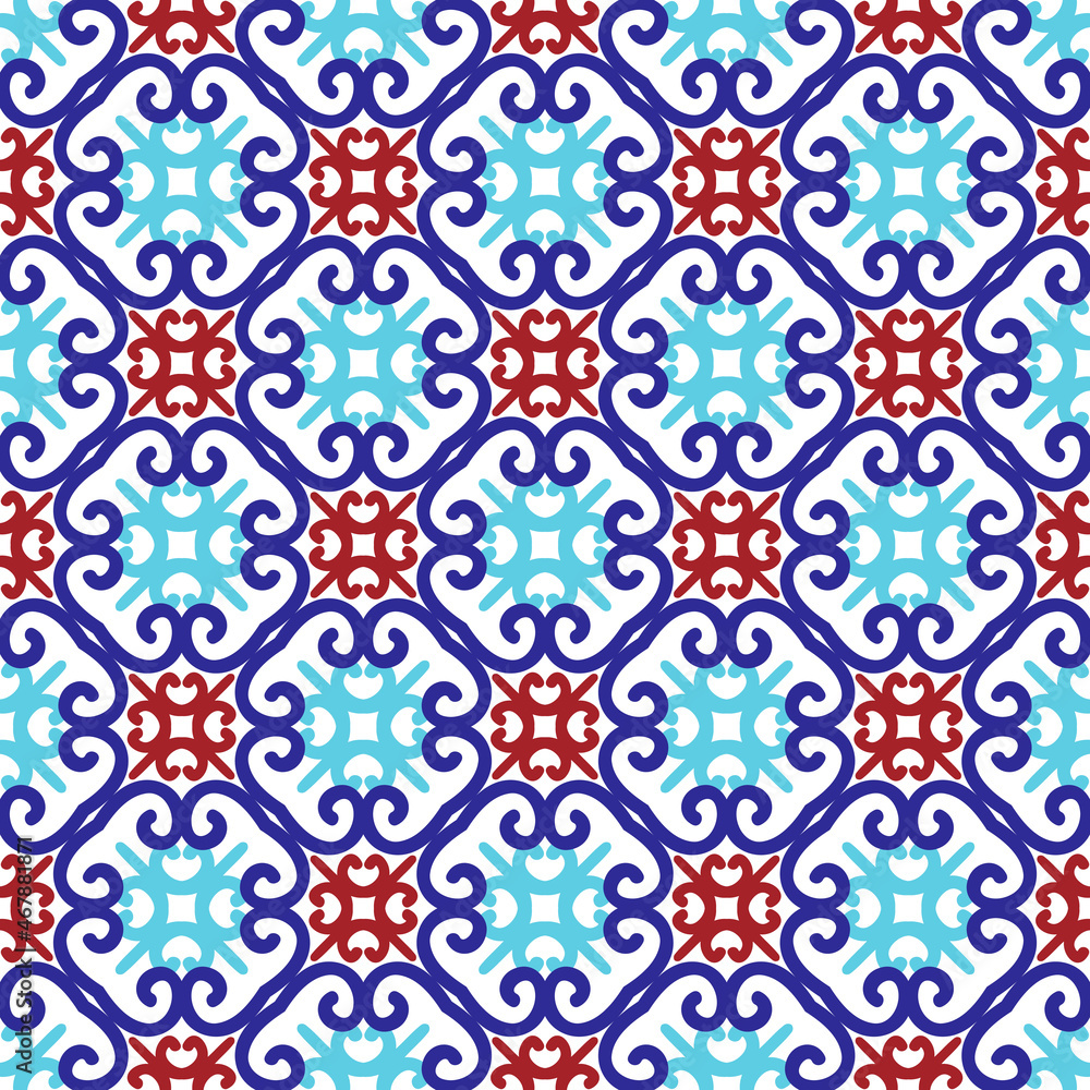Islamic pattern. Arabic, indian, japanese motifs. Mandala seamless pattern. Ramadan kareem and Hari Raya background. Ethnic bohemian background. Abstract flower. Vector illustration