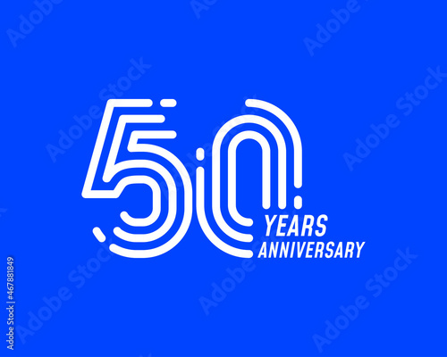 50 years anniversary logo with simple line design for celebration