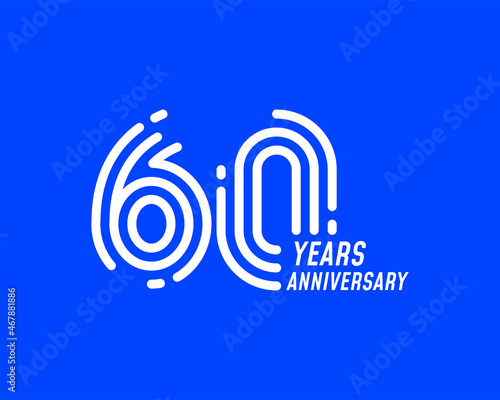 60 years anniversary logo with simple line design for celebration