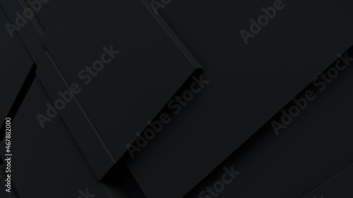 Black, Tech Background with a Geometric 3D Structure. Dark, Minimal design with Simple Futuristic Forms. 3D Render.