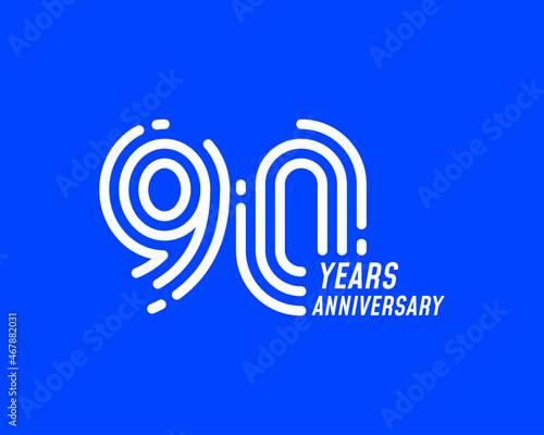 90 years anniversary logo with simple line design for celebration