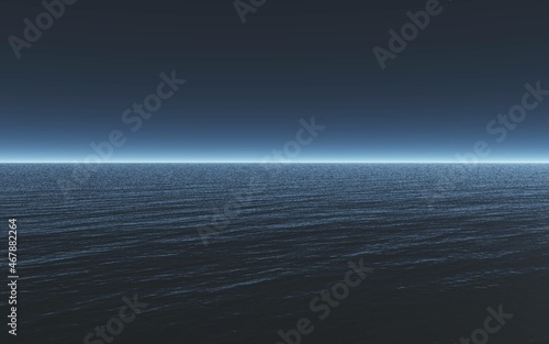 青空と海　彼方に広がる水平線