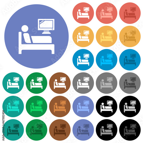 Hospital ward round flat multi colored icons