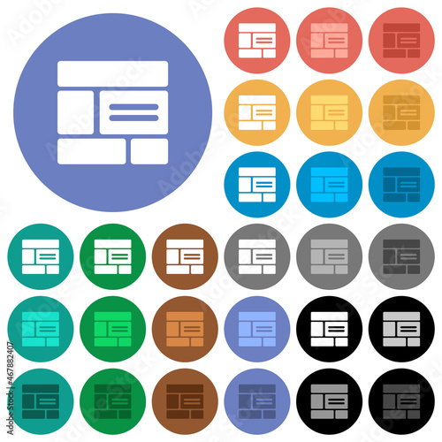 Web layout solid round flat multi colored icons