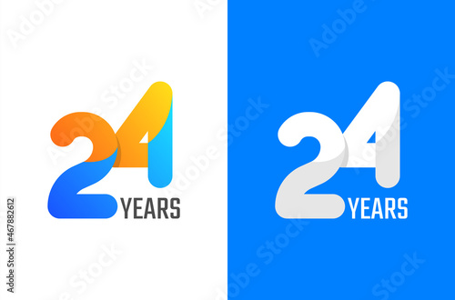 24 years anniversary logo design. 3d number logo for celebration with colorful and simple concept