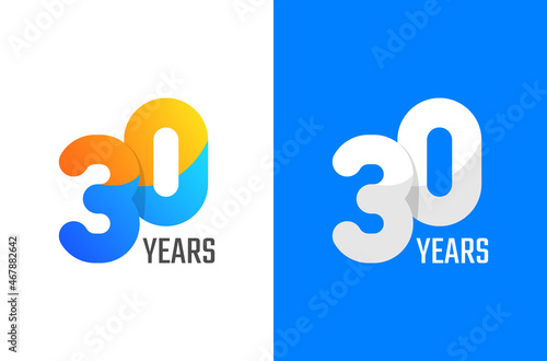 30 years anniversary logo design. 3d number logo for celebration with colorful and simple concept