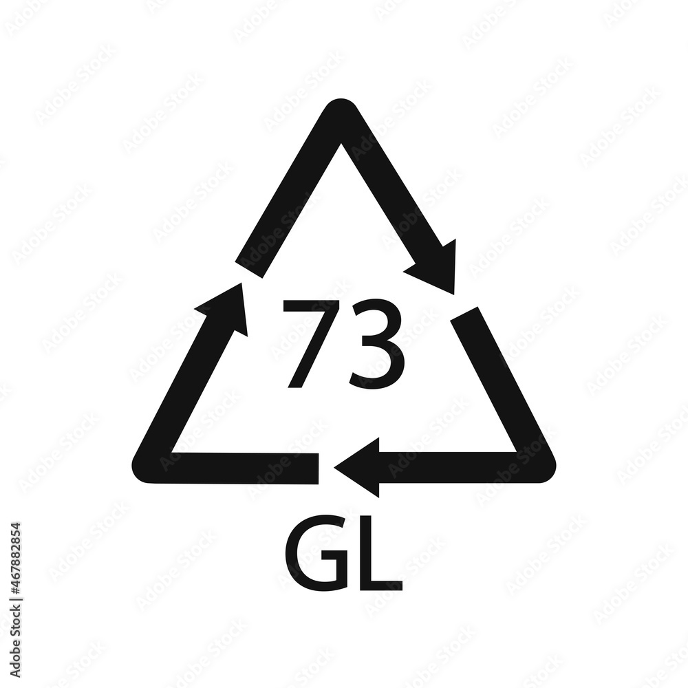 Bottle Glass recycling code 73 GL. Vector illustration Bottle Glass recycling code 73 GL. Vector illustration