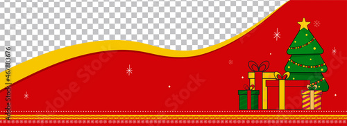 Decorative Xmas Tree With Gift Boxes On Red And Png Background.
