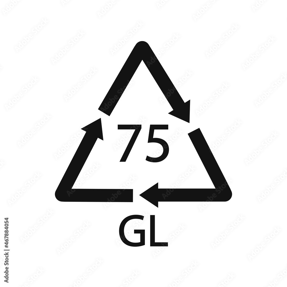 Low Lead Glass. Glass recycling code 75 GL. Vector illustration Low Lead Glass. Glass recycling code 75 GL. Vector illustration