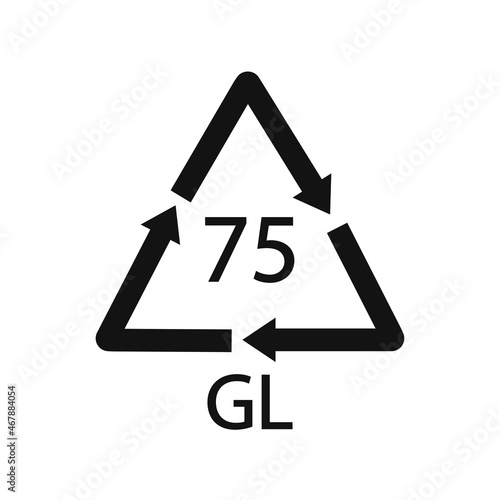 Low Lead Glass. Glass recycling code 75 GL. Vector illustration
