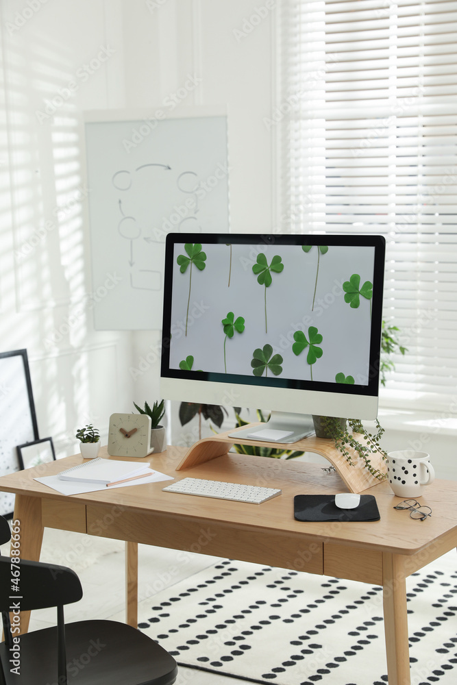 Stylish room interior with comfortable workplace. Home office Stylish room interior with comfortable workplace. Home office