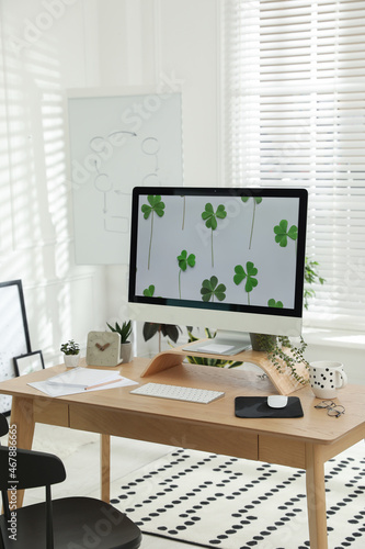 Wallpaper Mural Stylish room interior with comfortable workplace. Home office Torontodigital.ca