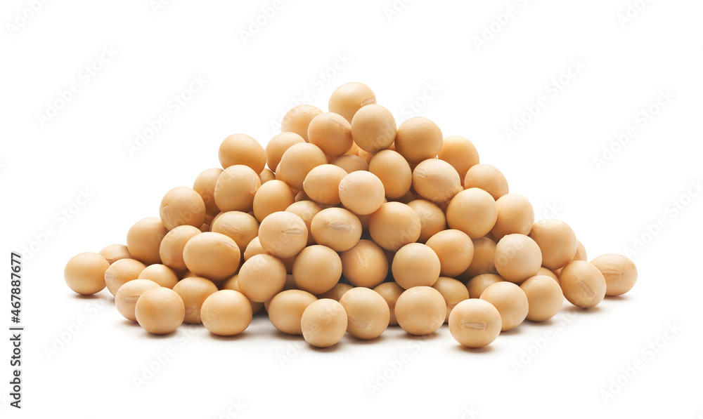 Stacked soybeans isolated on white background Stacked soybeans isolated on white background