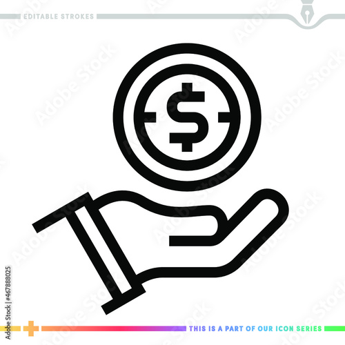 The editable line icon of a retirement crisis can be used as a customizable black stroke vector illustration.