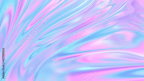 Cloth fabric gradient waves abstract background. Iridescent chrome wavy surface. Liquid surface, ripples, reflections. 3d render illustration. 4K video.