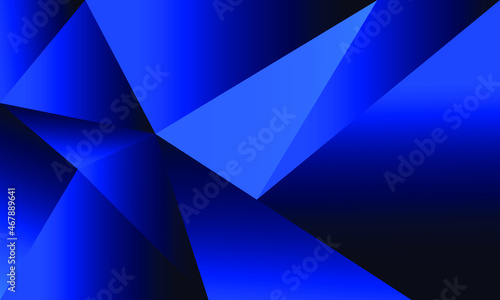 Fototapeta Naklejka Na Ścianę i Meble -  Abstract blue polygon triangles shape pattern background with golden line and lighting effect luxury style.