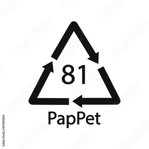 Paper (cardboard). Recycling codes 81 PapPet. Composite materials sign. Vector illustration