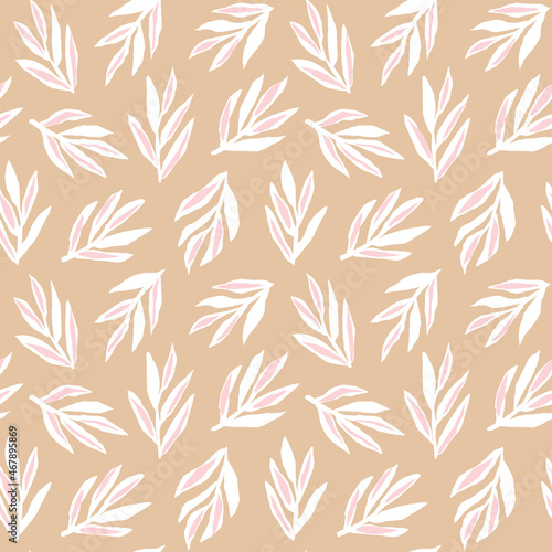 Hand-drawn seamless pattern with abstract plants. Colorful floral illustration for paper and gift wrap. Fabric print modern design. Creative stylish background.