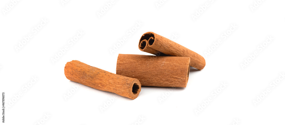 Cinnamon sticks isolated on a white background, banner Cinnamon sticks isolated on a white background, banner