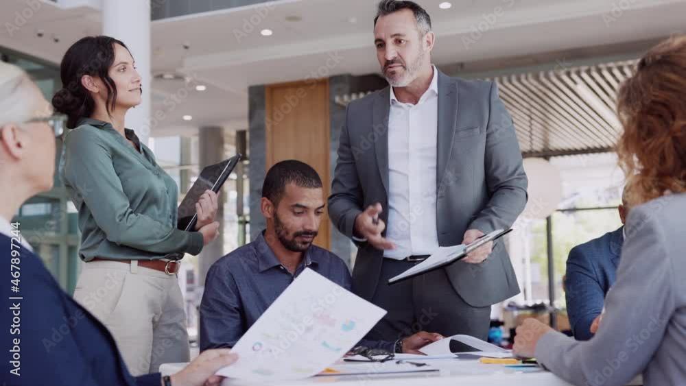 Manager discussing in meeting with business team