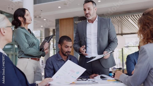 Manager discussing in meeting with business team