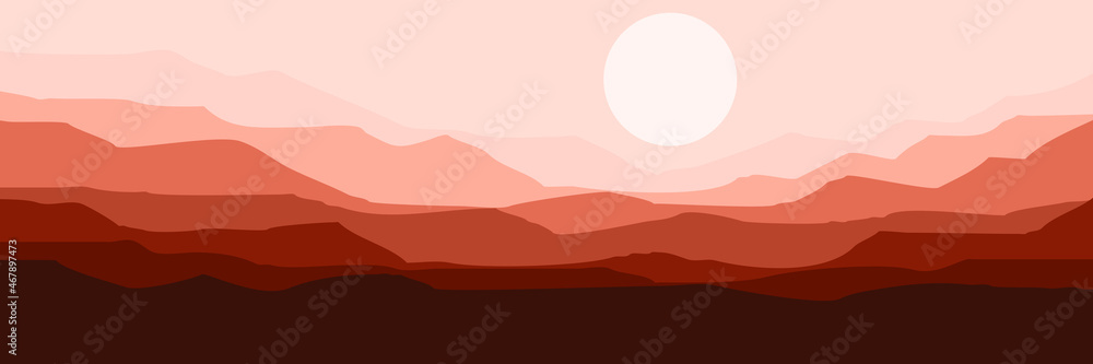 moonrise ar mountain cliff landscape vector illustration design for wallpaper design, design template, background template, and tourism design template	