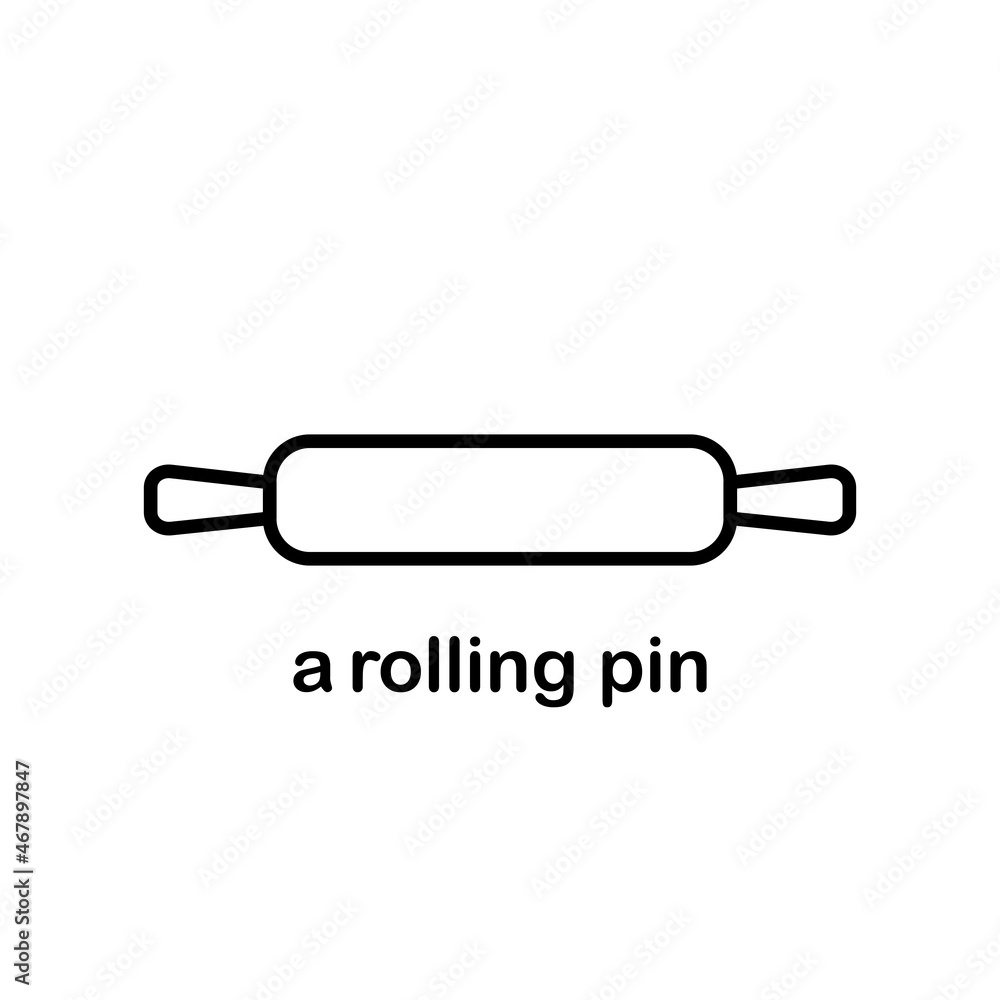 Icon and sign of a rolling pin for kitchen and bakery. Icon and sign of a rolling pin for kitchen and bakery.