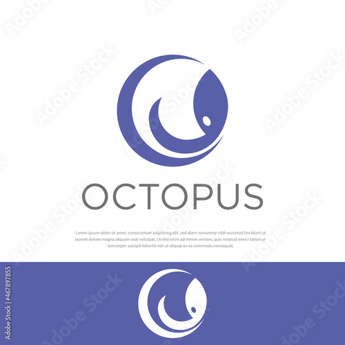 Simple octopus design, logo design Template, label, emblem vector illustration