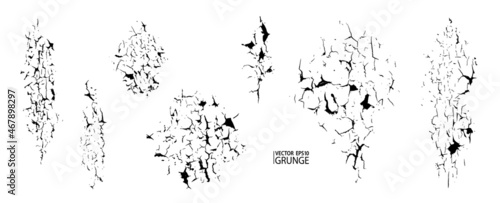 Grunge crack overlays. Dry crack textures vector set. Rough grungy collection. Highly detailed grunge. Crack old paint, dry soil texture.