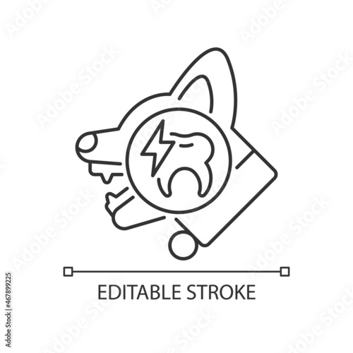 Periodontal disease linear icon. Gum periodontitis. Mouth tissues infection. Teeth illness. Thin line customizable illustration. Contour symbol. Vector isolated outline drawing. Editable stroke