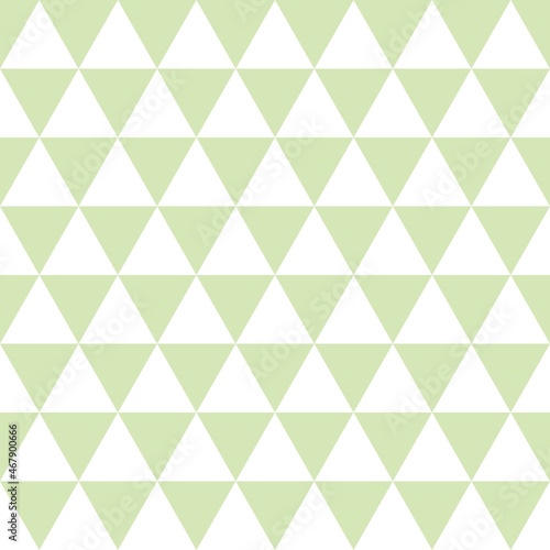 Green and white background. Triangle pattern. Geometrical simple image illustration. Seamless pattern. Triangle mosaic pattern vector background.