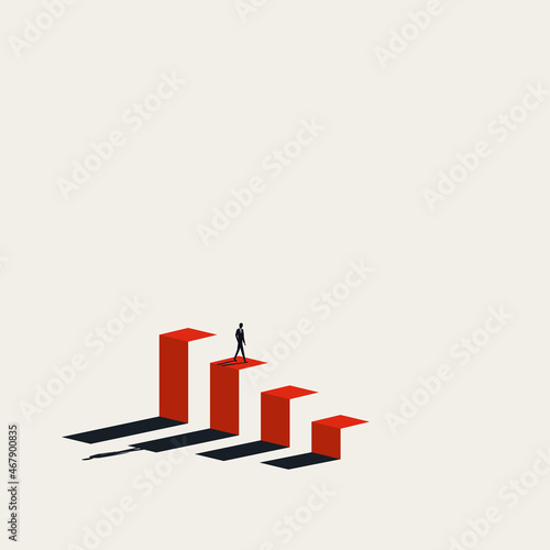 Business decline, crash and recession vector concept. Symbol of depression, failure, economy drop. Minimal illustration.