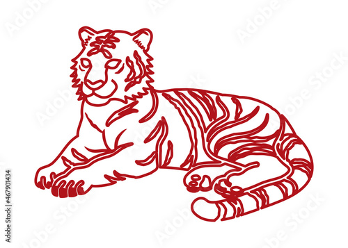 Tiger outline clip art - lay down