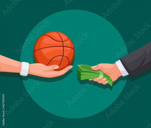 financial and match fixing in basketball sport symbol illustration vector