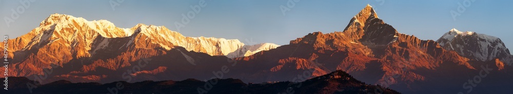 Evening, sunset view of mount Annapurna Nepal Himalaya