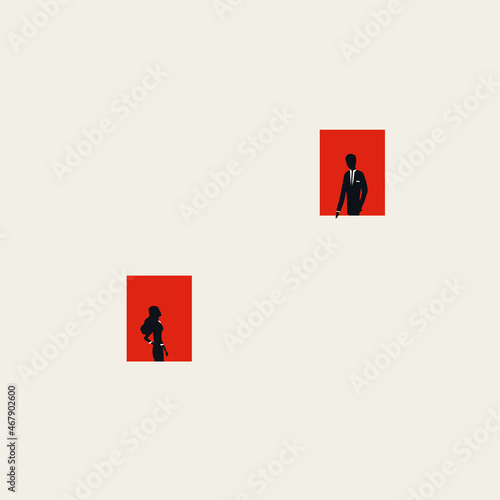Business inequality, mansplaining, vector concept. Symbol of unfair discrimination. Minimal illustration.