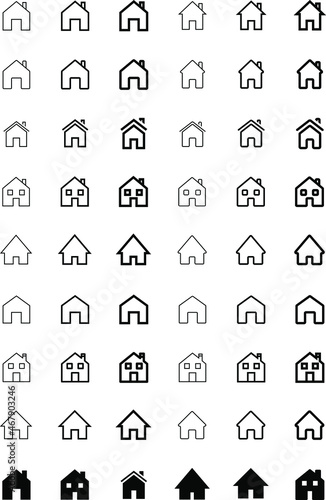 Home Icons Set Illustrations UI