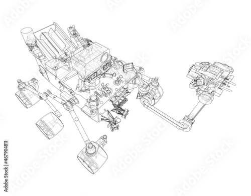 Mars Rover. Vector rendering of 3d