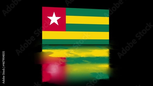 Togo Flag revealed with realistic reflection on stylish black background