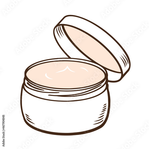 Face cream for women. Cosmetic skin care. Vector isolated illustration hand drawn